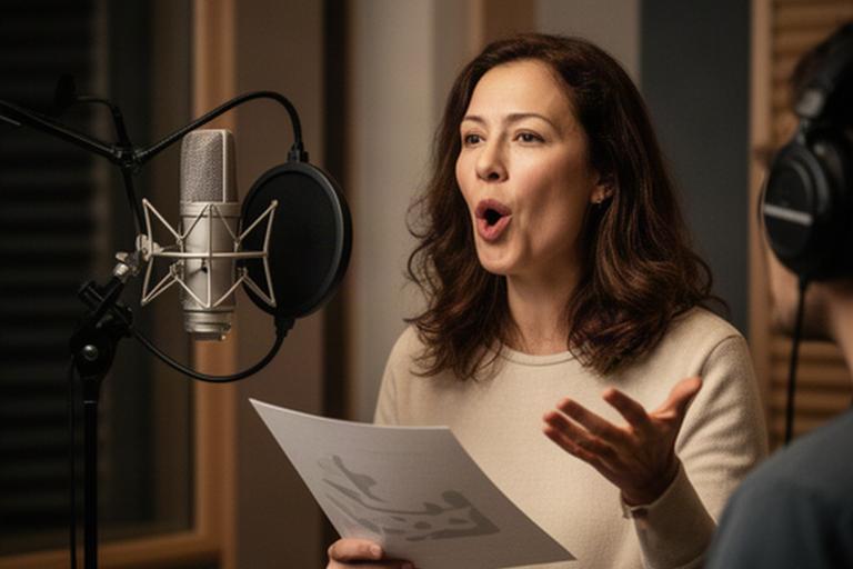 ナレーション原稿を使って滑舌を指導する声優ボイスコーチ